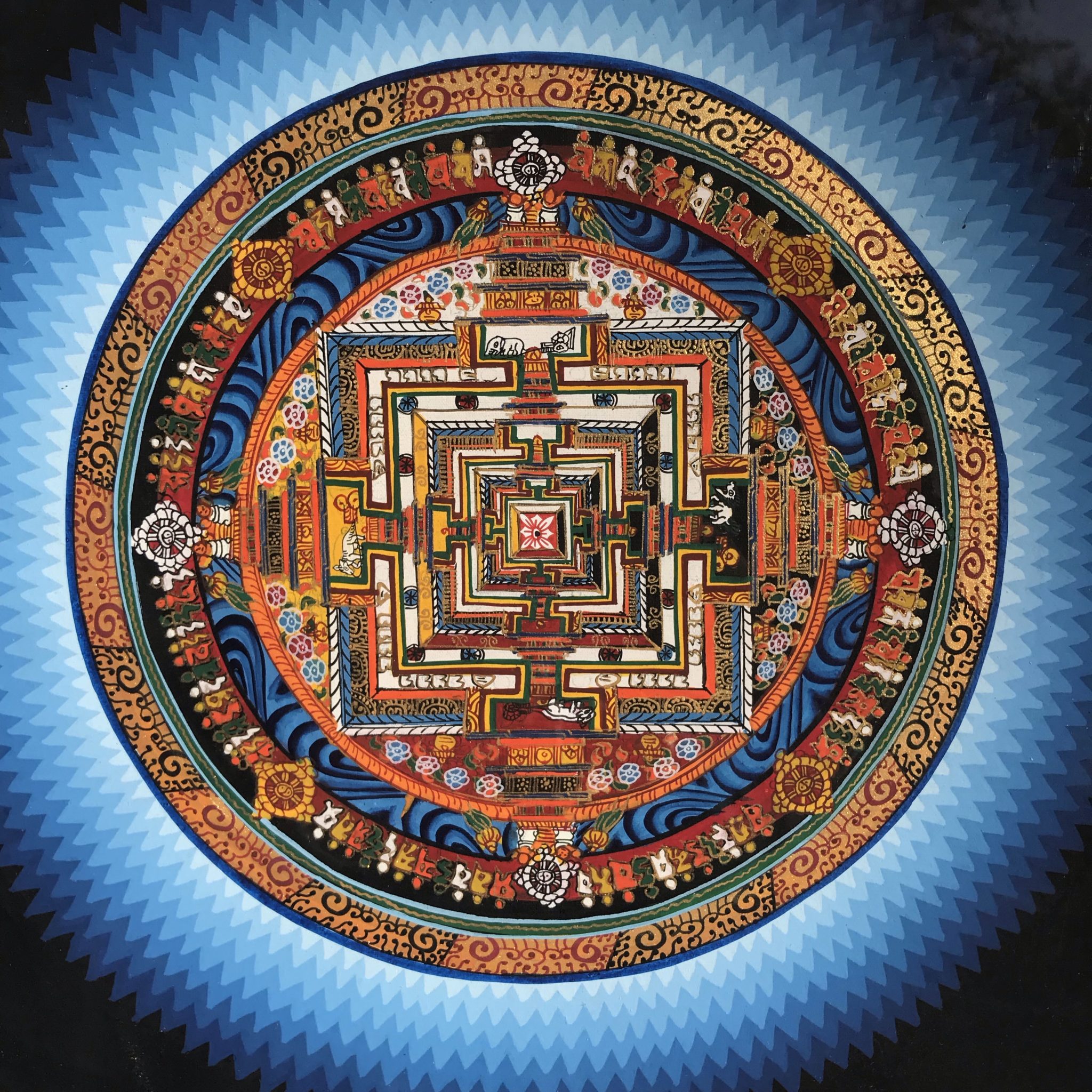曼荼羅 マンダラ カーラチャクラ 手描きタンカ チベット密教タンカ額 