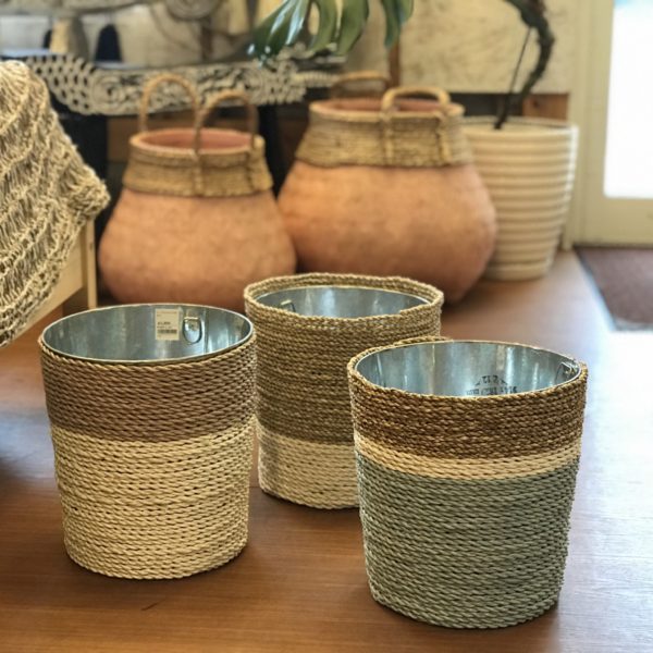 シーグラス＆ブリキのゴミ箱