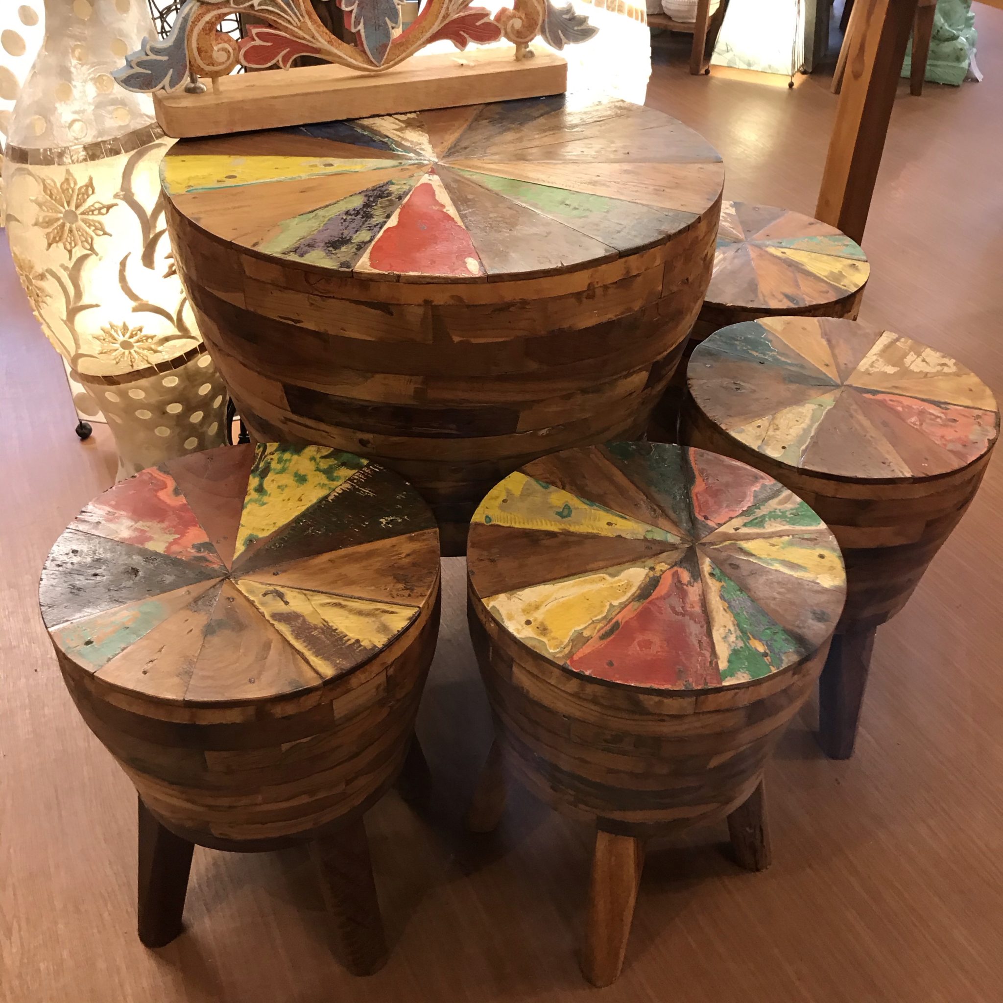 チークカフェテーブル，ボート家具