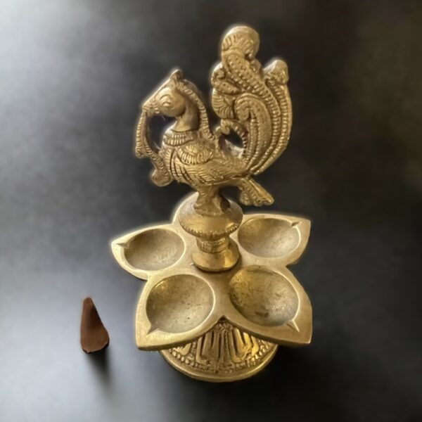 お香立て　三角香立て　クジャク