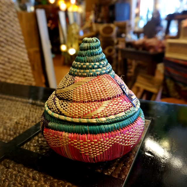 蓋付きかご/アジアン雑貨 蓋付きかご/アジアン雑貨