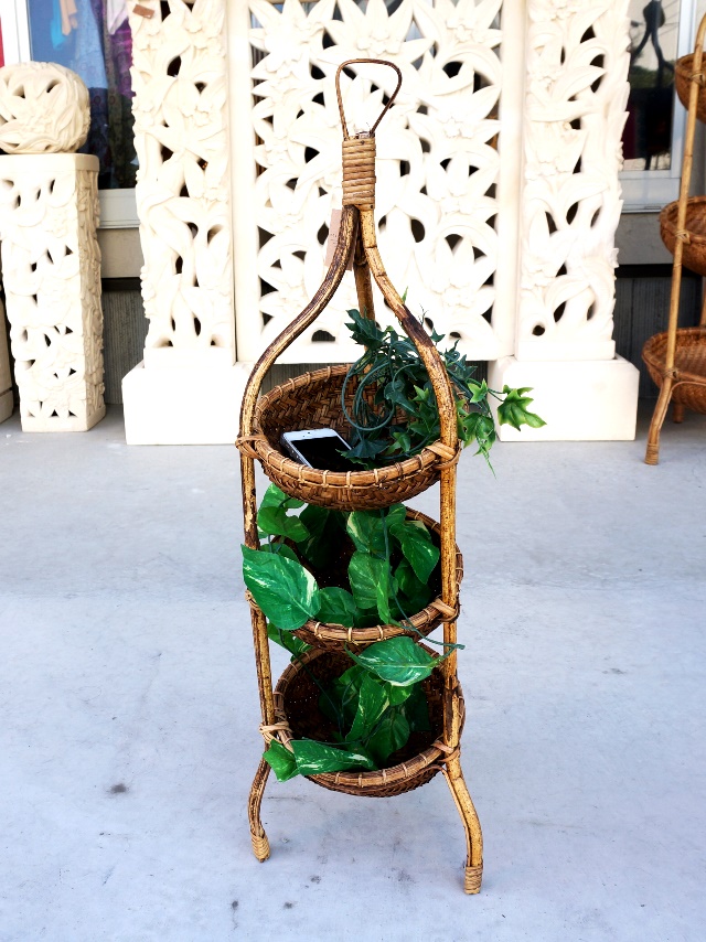 3段かご収納/アジアンインテリア 3段かご収納/アジアンインテリア