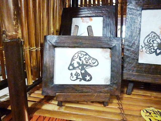 オールドチーク　写真立て　キノコ